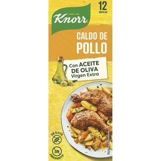 Caldo de pollo sin gluten con un toque de aceite de oliva virgen extra 12 pastillas estuche 120 g -