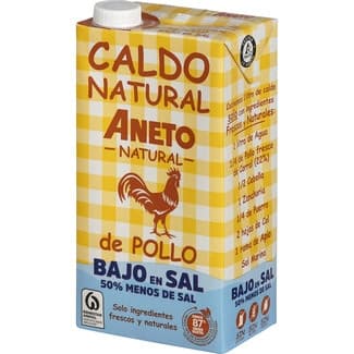 Caldo de pollo 100% natural sin gluten y sin lactosa bajo en sal envase 1 l -