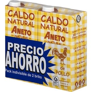 Caldo de pollo 100% natural sin gluten y sin lactosa pack 2 envase 1 l -