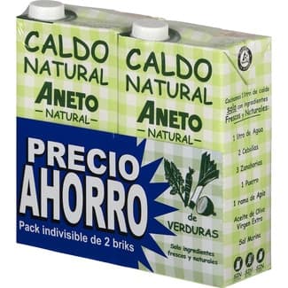 Caldo de verduras 100% natural sin gluten y sin lactosa pack 2 envase 1 l -