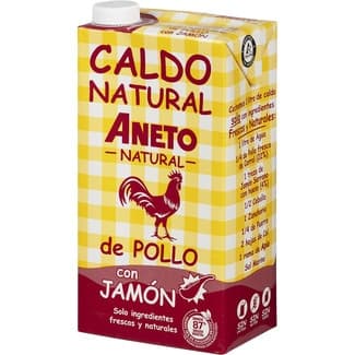 Caldo de pollo con jamón 100% natural sin gluten y sin lactosa envase 1 l -