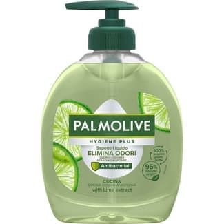 Jabón líquido de manos antibacteriano neutralizador de olores con extracto de lima dosificador 300 ml especial cocina -