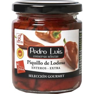 Pimientos del piquillo DOP de Lodosa enteros extra frasco 205 g neto escurrido -
