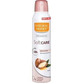 Desodorante Soft Care Extra Suave 48 h Argán 0% alcohol, residuos y manchas spray 200 ml -