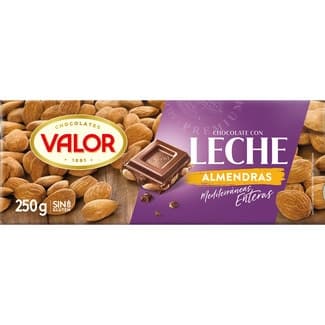 Chocolate con leche y almendras mediterráneas enteras sin gluten tableta 250 g -