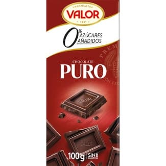 Chocolate puro 0% azúcares añadidos y sin gluten tableta 100 g -