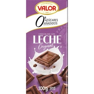 Chocolate con leche original 0% azúcares añadidos y sin gluten tableta 100 g -