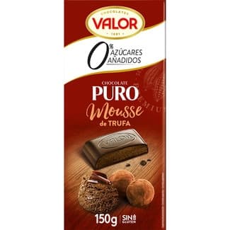 Chocolate puro con mousse de trufa 0% azúcares añadidos y sin gluten tableta 150 g -