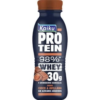 Protein bebida con proteínas de suero UHT con cacao y avellana sin lactosa botella 330 ml -