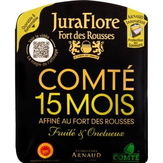 Queso francés de vaca de textura lisa y fina elaborado con leche cruda DOP Comté envase 200 g maduración 15 meses -