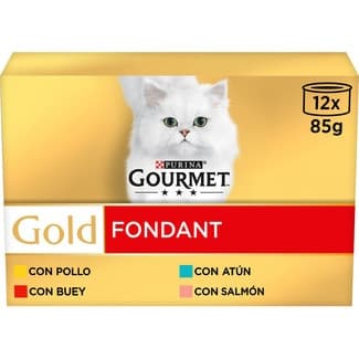 Gold Fondant comida húmeda para gatos surtido de carnes y pescados caja 12 latas 85 g -