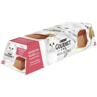 Revelations comida húmeda en mousse para gatos adultos con salmón 4 tarrinas 57 g -