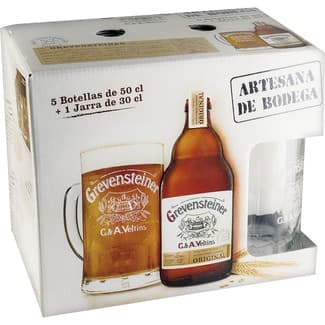Cerveza rubia alemana pack 5 botellas 50 cl + Jarra -
