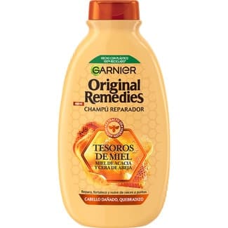 Champú Reparador Tesoros de Miel con miel de acacia y cera de abeja frasco 400 ml para cabello dañado y quebradizo -