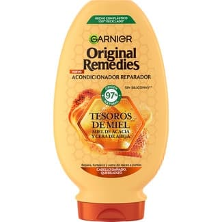 Acondicionador reparador Tesoros de Miel repara refuerza protege de raíces a puntas frasco 250 ml para cabello dañado quebradizo -