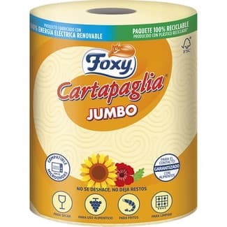 Papel de cocina Cartapaglia Jumbo recomendado para fritos paquete 1 rollo compatible con el microondas -