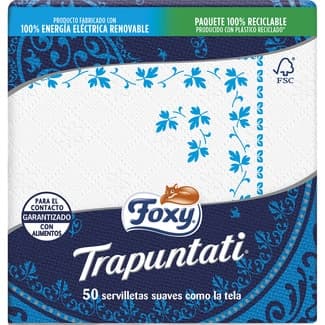 Servilletas Trapuntati 2 capas 38x38 cm paquete 50 unidades -