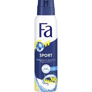 Desodorante Sport 48h protección anti-manchas fragancia cítrica sin sales aluminio spray 150 ml 0% sales de aluminio -