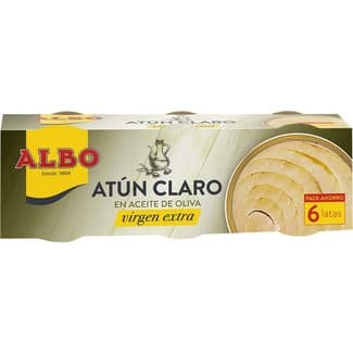 Atún claro en aceite de oliva virgen extra pack 6 lata 48 g neto escurrido -