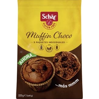 Muffins con chocolate negro sin gluten, sin lactosa y sin aceite de palma 4 unidades envase 225 g -