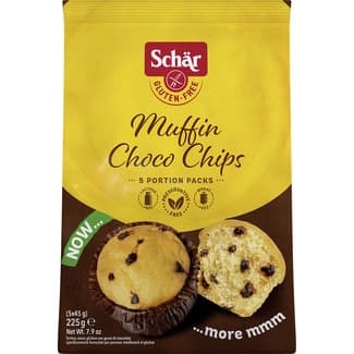 Mini muffins con choco chips sin gluten y sin lactosa paquete 225 g y sin aceite de palma -