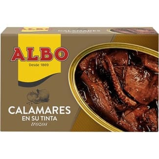 Calamares troceados en su tinta lata 72 g neto escurrido -