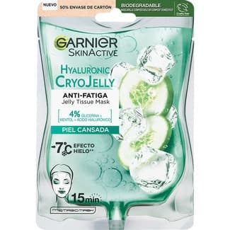 Skin Active mascarilla facial anti-fatiga Hialuronic CryoJelly efecto hielo blister 1 unidad con 4% de glicerina + mentol + ácido hialurónico -
