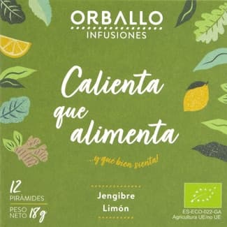 Calienta que Alimenta infusión ecológica de jengibre y limón estuche 12 pirámides -