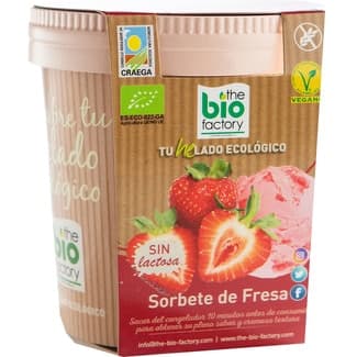 Sorbete vegano y ecológico de fresa sin gluten y sin lactosa tarrina 500 ml -