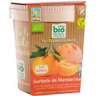 Sorbete vegano y ecológico de mandarina sin gluten y sin lactosa tarrina 500 ml -