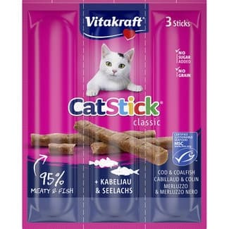 Catstick snack en stick para gatos con bacalao envase 3 unidades 6 g -