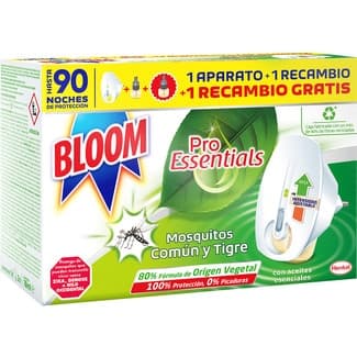 Pro Essentials insecticida volador eléctrico mosquitos común y tigre aparato + 1 recambio 18 ml + 1 recambio 18 ml gratis -