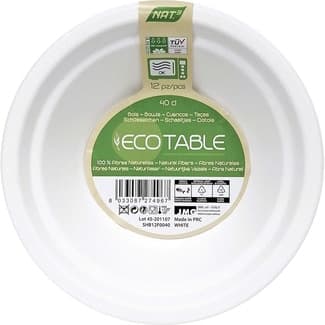 Cuenco blanco compostable 40cl bolsa 12 unidades -