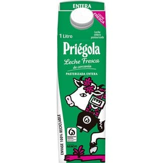 Leche fresca entera certificada de granja pasterizada envase 1 l -
