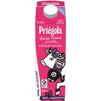 Leche fresca desnatada pasterizada envase 1 l -