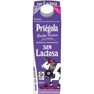 Leche fresca semidesnatada pasterizada Sin Lactosa brik 1 l -