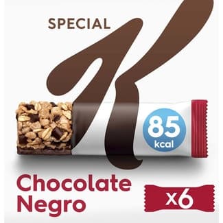 Barritas de cereales integrales con chocolate negro 6 unidades estuche 129 g -