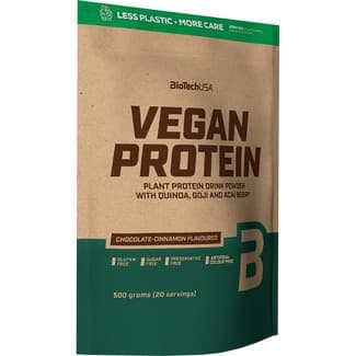 Vegan Protein con quinoa, goji y bayas de açai con sabor a chocolate y canela envase 500 g -