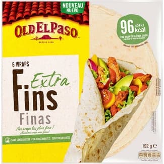 Tortillas wraps extra finas 6 unidades caja 192 g -