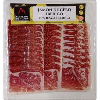 Jamón de cebo ibérico 50% raza ibérica en lonchas envase 200 g sin gluten sin lactosa -