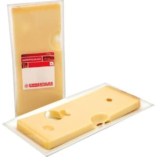 Queso suizo emmental de vaca de pasta dura elaborado con leche cruda DOP Vallée de L´Emme pieza 200 g -
