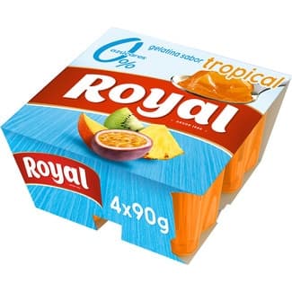 Gelatina sabor tropical 0% azúcares añadidos sin gluten pack 4 unidades 90 g -