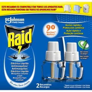 Insecticida volador eléctrico antimosquitos comunes y tigre recambio 2 unidades -