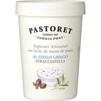 Yogur griego artesano con stracciatella con leche de vacas de pasto sin gluten envase 500 g -
