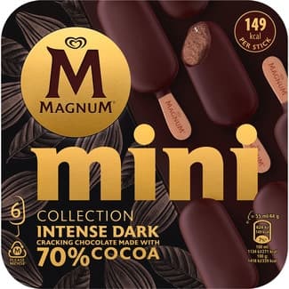 Intense Dark helado de chocolate con cobertura de chocolate negro sin gluten 70% 6 unids. estuche 330 ml -