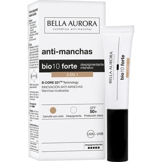 Bio10 forte Anti-Manchas crema de día despigmentante intensiva 3 en 1 con color SPF-50+ tubo 10 ml -