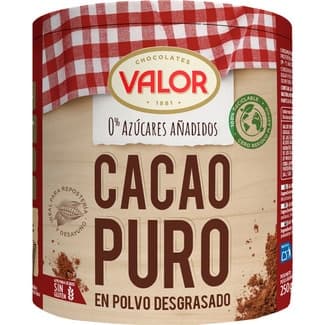 Cacao puro en polvo desgrasado 0% azúcares añadidos 100% cacao natural sin gluten bote 250 g -