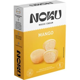 Mochi de crema helada de mango envuelta en suave masa de arroz sin gluten estuche 6 unidades -
