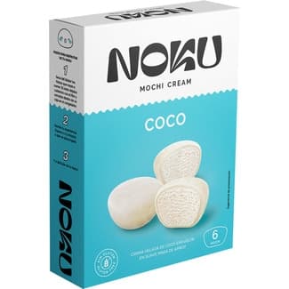 Mochi de crema helada de coco envuelta en suave masa de arroz sin gluten estuche 6 unidades -