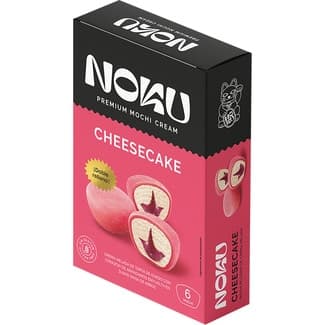 Mochi de crema helada de tarta de queso con corazón de arándanos estuche 6 unidades envuelta en suave masa de arroz sin gluten -